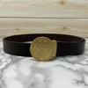 Vintage Round Buckle Belt With Leather Strap-SunglassesCraft