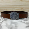 Vintage Round Buckle Belt With Leather Strap-SunglassesCraft