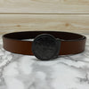 Vintage Round Buckle Belt With Leather Strap-SunglassesCraft