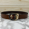 Two Tone Metal Round GG Leather Strap Belt-SunglassesCraft