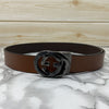 Two Tone Metal Round GG Leather Strap Belt-SunglassesCraft