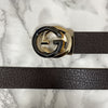 Two Tone Metal Round GG Leather Strap Belt-SunglassesCraft