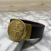 Vintage Round Buckle Belt With Leather Strap-SunglassesCraft