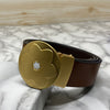 Flower Pattern Round Pin Buckle Leather Belt For Men-SunglassesCraft