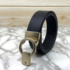 Round Lock Pattern Pressing Buckle With Leather Strap-SunglassesCraft