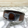 Round Lock Pattern Pressing Buckle With Leather Strap-SunglassesCraft