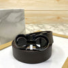 Silver-Black 2 Tone Leather Strap Belt-SunglassesCraft