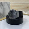 Vintage Round Buckle Belt With Leather Strap-SunglassesCraft