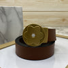 Flower Pattern Round Pin Buckle Leather Belt For Men-SunglassesCraft