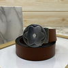 Flower Pattern Round Pin Buckle Leather Belt For Men-SunglassesCraft