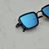 Sky Blue And Black Retro Square Sunglasses For Men And Women-SunglassesCraft