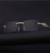New European and American Retro Rimless sunglasses with Diamonds Wood Legs-SunglassesCraft