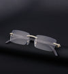 New European and American Retro Rimless sunglasses with Diamonds Wood Legs-SunglassesCraft