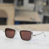 Retro Square Silver Brown Sunglasses For Men And Women-SunglassesCraft