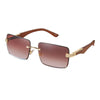 2021 Luxury Vintage Fashion Brand Designer Square Wood Rimless Sunglasses For Men And Women-SunglassesCraft