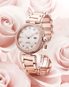 Stylish crystal stainless steel date watches moon star famous brand lady clock mother of pearl shell dial