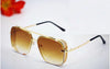 Oversized Square Brown Metal Frame Sunglasses For Men And Women-SunglassesCraft