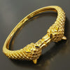 Leopard Black Eyes Thai Baht Yellow Solid Gold Plated Open Bracelet For Unisex