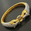 Leopard Black Eyes Thai Baht Yellow Solid Gold Plated Open Bracelet With Diamond Finishing For Unisex