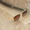 Gold And Brown Retro Square Sunglasses For Men And Women-SunglassesCraft