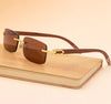Crystal Cutting Vintage Wood Rimless Square Sunglasses For Men And Women-SunglassesCraft