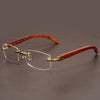 Rimless Wooden Frame Sunglasses For Unisex-SunglassesCraft