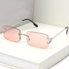 Retro Rimless Metal Frame Sunglasses For Unisex-SunglassesCraft