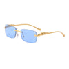 2021 Luxury Rimless Retro Fashion Brand Small Square Frame Classic Vintage Shade Designer Brand Sunglasses For Men And Women-SunglassesCraft