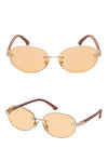 Trendy Brand Designer Round Frame Luxury Diamond Studded Rimless Sunglasses For Unisex-SunglassesCraft