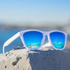 Unisex White Frame Blue Lens Mirror Oculos Sunglasses For Men And Women-SunglassesCraft