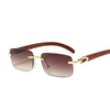 Rimless Fashion Wood Grain Frame Sunglasses For Unisex-SunglassesCraft