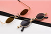 Brand Designer Metal Frame Fashion Small Oval steampunk Sunglasses For Men And Women-SunglassesCraft