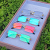 Vintage Unique Rimless Rectangle Sunglasses For Unisex-SunglassesCraft