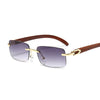 Rimless Fashion Wood Grain Frame Sunglasses For Unisex-SunglassesCraft