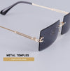 Rimless Rectangle Retro Sunglasses For Unisex-SunglassesCraft