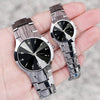 HOT!!!! New Arrival Fashion Casual Couple Round Dial Calendar Alloy Linked Strap Analog Quartz Wrist Watch
