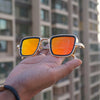 Retro Square Gold Orange Mercury Sunglasses For Men And Women-SunglassesCraft