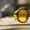 Yellow and Black Side Cap Round Sunglasses For Men And Women-SunglassesCraft