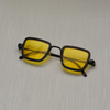 Stylish Square Yellow And Black Retro Sunglasses For Men And Women-SunglassesCraft