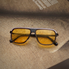 Stylish Square Yellow And Black Rectangular Sunglasses For Men And Women-SunglassesCraft