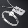 A Couple Lovers Jewelry Love Heart Lock Bracelet Stainless Steel Bracelets Bangles Key Pendant Necklace