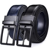 Classic & Fashion Designs Black/blue Two in One Belts with Rotated Buckle ceinture-Men's Leather Reversible Belt-SunglassesCraft