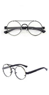 Vintage Round Steampunk Brand Blue Blocking UV400 Metal Designer Eyeglasses Spectacle Frame For Men And Women