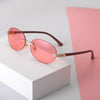 Buy Rimless Designer Wood Diamond Round Sunglasses For Men And Women-SunglassesCraft