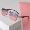 2021 Luxury Vintage Fashion Brand Designer Square Wood Rimless Sunglasses For Men And Women-SunglassesCraft