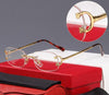 Metal Gold Rimless Square Spectacles Frame For Men And Women-SunglassesCraft