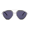 Stylish Metal Frame Silver Black Cat eye Sunglasses For Unisex-SunglassesCraft