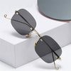 Vintage Punk Small Oval Metal Frame Classic Style Rimless Fashion Sunglasses For Men And Women-SunglassesCraft